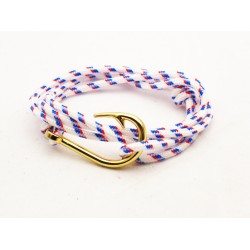 Slim 550 White Paracord Survival Adjustable Weave Golden Hook Bracelet 