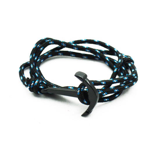 Slim 550 Black Paracord Survival Adjustable Weave PVD Anchors Bracelet 