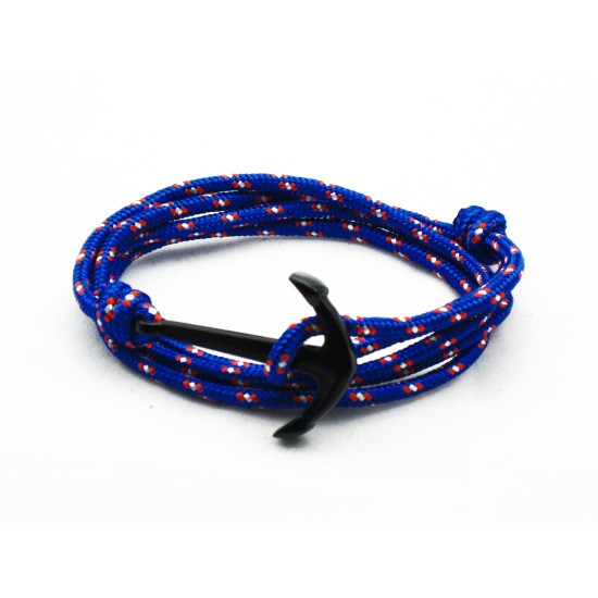 Slim 550 Bllue Paracord Survival Adjustable Weave PVD Anchors Bracelet 