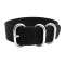 HNS Black Heavy Duty Ballistic Nylon Watch Strap with 3 Brushed Stainless Steel Rings