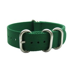 HNS Green Heavy Duty Ballistic Nylon Watch Strap with 5 Brushed Stainless Steel Rings