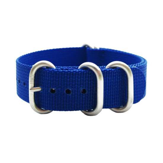 HNS Sky Blue Heavy Duty Ballistic Nylon Watch Strap with 5 Brushed Stainless Steel Rings