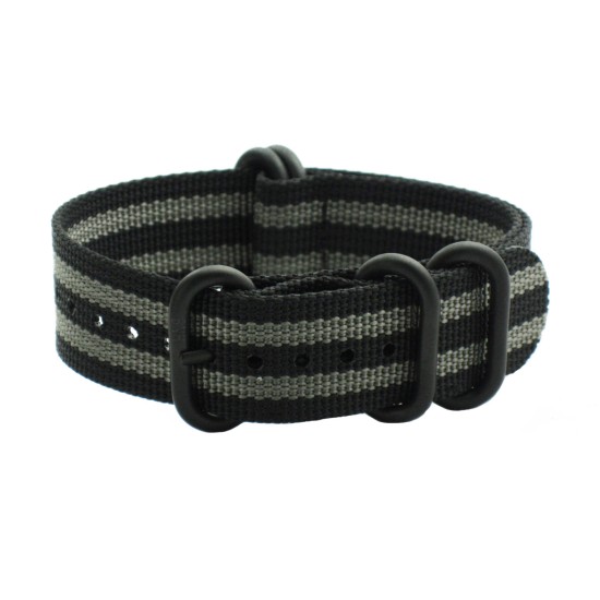 HNS 007 James Bond Black & Grey Heavy Duty Ballistic Nylon Watch Strap With 5 PVD Coated Buckle