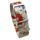 HNS Double Graphic Printed Red Flower Heavy Duty Ballistic Nylon Watch Strap With Polished Stainless Steel Buckle