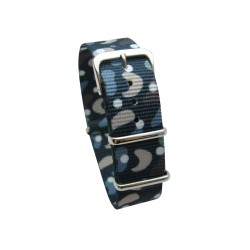HNS Double Graphic Printed Ocean Heavy Duty Ballistic Nylon Watch Strap With Polished Stainless Steel Buckle