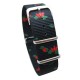 HNS Double Graphic Printed Lotus Heavy Duty Ballistic Nylon Watch Strap With Polished Stainless Steel Buckle