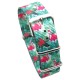 HNS Double Graphic Printed Flamingo Green Ballistic Nylon Watch Strap With Polished Stainless Steel Buckle