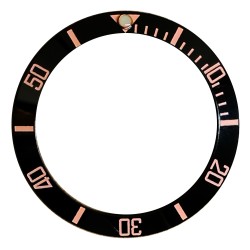 BLACK CERAMIC BEZEL INSERT FOR ROLEX SUBMARINER ROSE GOLD NUMBERS GLOW GREEN