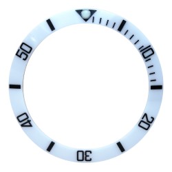 CERAMIC BEZEL FOR ROLEX SUBMARINER 16800 16808 16610 WHITE W/BLACK ENGRAVED
