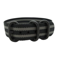 HNS 007 James Bond Black & Grey Heavy Duty Ballistic Nylon Watch Strap With 3 PVD Coated Buckle