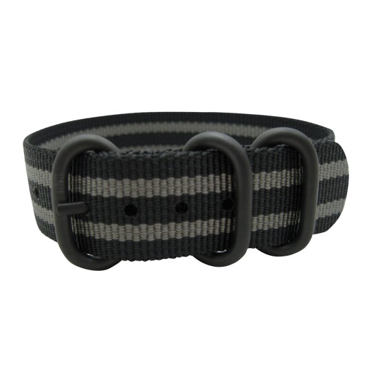 HNS 007 James Bond Black & Grey Heavy Duty Ballistic Nylon Watch Strap With 3 PVD Coated Buckle