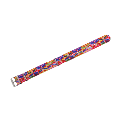 HNS Double Graphic Printed Geometric Heavy Duty Ballistic Nylon Watch Strap With Polished Buckle