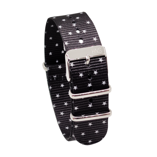 HNS Double Graphic Printed Stars Heavy Duty Ballistic Nylon Watch Strap With Polished Buckle