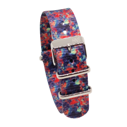 HNS Double Graphic Printed Abstract Heavy Duty Ballistic Nylon Watch Strap With Polished Buckle