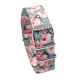 HNS Double Graphic Printed Pink Flowers Heavy Duty Ballistic Nylon Watch Strap With Polished Buckle