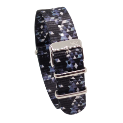 HNS Double Graphic Printed Rhombus Heavy Duty Ballistic Nylon Watch Strap With Polished Buckle