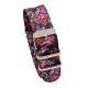 HNS Double Graphic Printed Purple Flowers Heavy Duty Ballistic Nylon Watch Strap With Polished Buckle