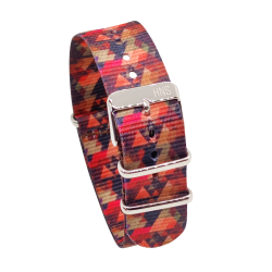 HNS Double Graphic Printed Triangle Heavy Duty Ballistic Nylon Watch Strap With Polished Buckle