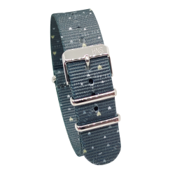 HNS Double Graphic Printed Heart Heavy Duty Ballistic Nylon Watch Strap With Polished Buckle