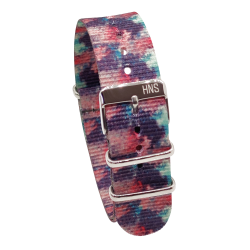HNS Double Graphic Printed Cloud Heavy Duty Ballistic Nylon Watch Strap With Polished Buckle