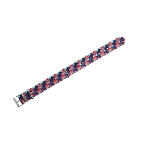 HNS Double Graphic Printed Cloud Heavy Duty Ballistic Nylon Watch Strap With Polished Buckle