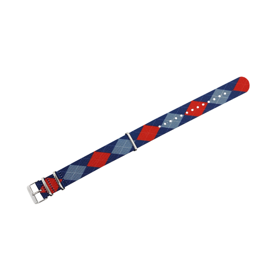 HNS Double Graphic Printed England Heavy Duty Ballistic Nylon Watch Strap With Polished Buckle
