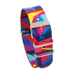 HNS Double Graphic Printed Color Heavy Duty Ballistic Nylon Watch Strap With Polished Buckle