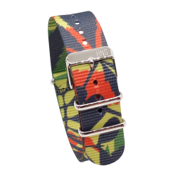 HNS Double Graphic Printed Tropical Heavy Duty Ballistic Nylon Watch Strap With Polished Buckle