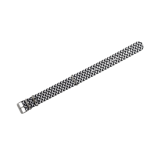 HNS Double Graphic Printed Wave Heavy Duty Ballistic Nylon Watch Strap With Polished Buckle