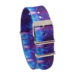 HNS Double Graphic Printed Purple Heavy Duty Ballistic Nylon Watch Strap With Polished Buckle