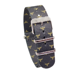 HNS Double Graphic Printed Firefly Heavy Duty Ballistic Nylon Watch Strap With Polished Buckle