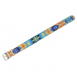 HNS Double Graphic Printed Mosaic Heavy Duty Ballistic Nylon Watch Strap With Polished Buckle