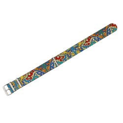 HNS Double Graphic Printed Arabesque Heavy Duty Ballistic Nylon Watch Strap With Polished Buckle