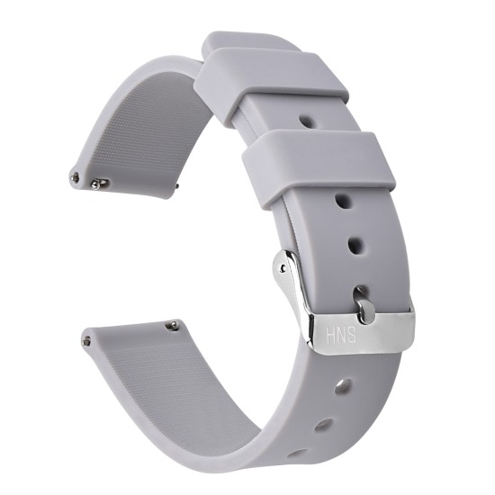 HNS Gray Soft Silicone Rubber Quick Release Watch Strap