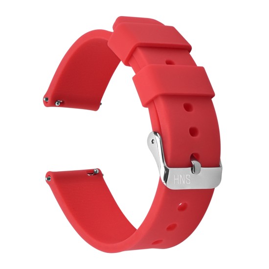 HNS Red Soft Silicone Rubber Quick Release Watch Strap
