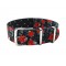 HNS Double Graphic Printed Rose and Gun Pattern Heavy Duty Ballistic Nylon Watch Strap With Polished Stainless Steel Buckle