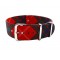 HNS Double Graphic Printed Red Grid Nylon Watch Strap With Polished Stainless Steel Buckle