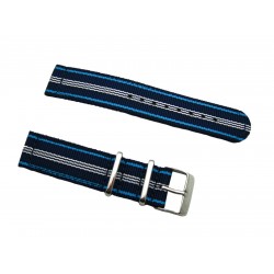 HNS 2 Pieces Navy Stripe Ballistic Nylon Watch Strap With Stainless Steel Buckle