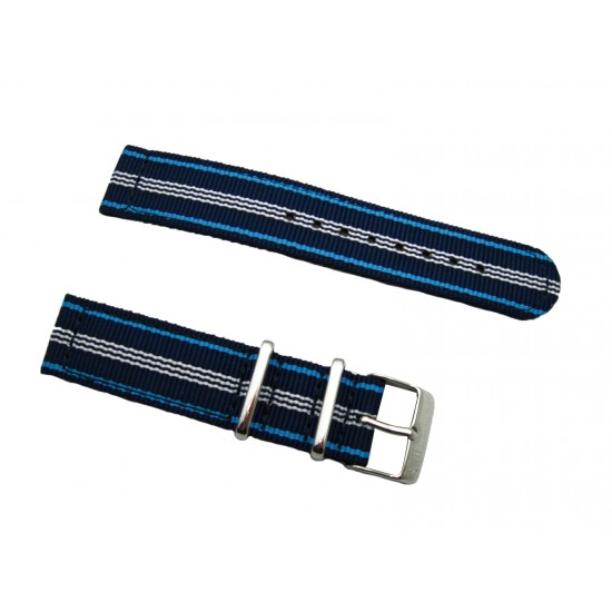 HNS 2 Pieces Navy Stripe Ballistic Nylon Watch Strap With Stainless Steel Buckle