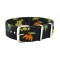 HNS Double Graphic Printed Flowers Black BG Ballistic Nylon Watch Strap With Polished Stainless Steel Buckle