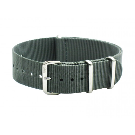 HNS  Dark Grey Heavy Duty Ballistic Nylon Watch Strap With Polished Stainless Steel Buckle