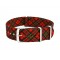 HNS Double Graphic Printed Red Grids Nylon Watch Strap with Polished Buckle