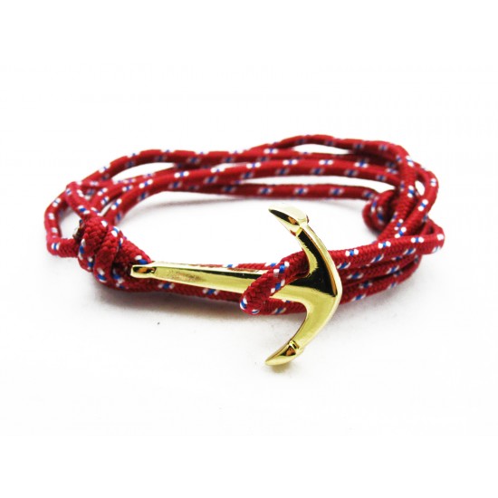 Slim 550 Red Paracord Survival Adjustable Weave Anchors Bracelet 