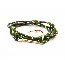 Slim 550 Olive Paracord Survival Adjustable Weave Golden Hook Bracelet 