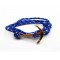 Slim 550 Blue Paracord Survival Adjustable Weave Golden Anchors Bracelet 