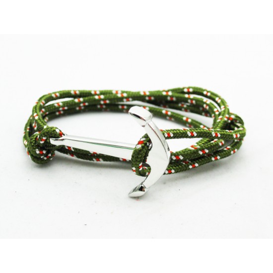 Slim 550 Olive Survival Adjustable Weave Anchors Bracelet 