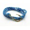 Slim 550 Sky Blue Paracord Survival Adjustable Weave Golden Hook Bracelet 