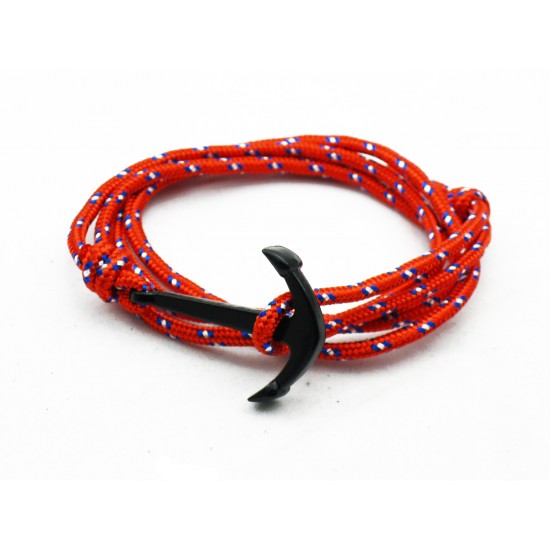 Slim 550 Red Paracord Survival Adjustable Weave PVD Anchors Bracelet 