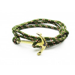 Slim 550 Olive Paracord Survival Adjustable Weave Golden Anchors Bracelet 