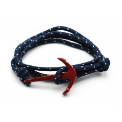 Slim 550 Navy Paracord Survival Adjustable Weave Red Anchors Bracelet 